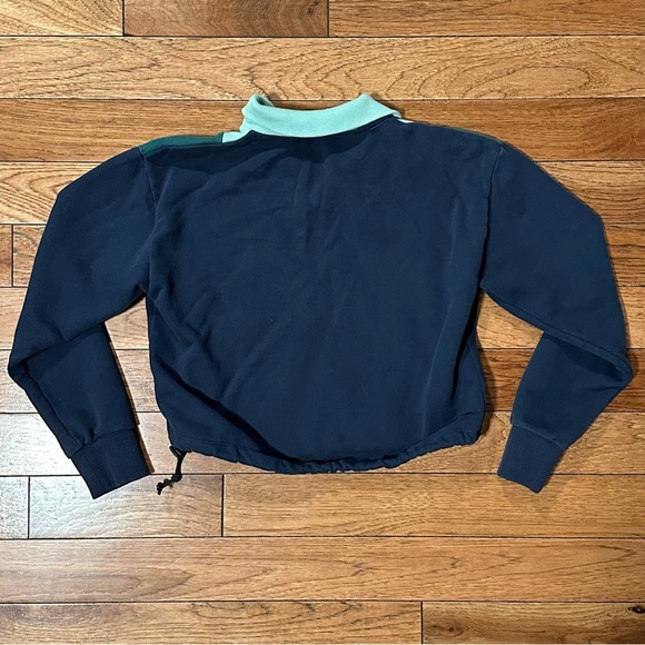 Outdoor Voices Cotton Terry 1/2 Zip Sweatshirt blue green Size Small - Picture 7 of 9